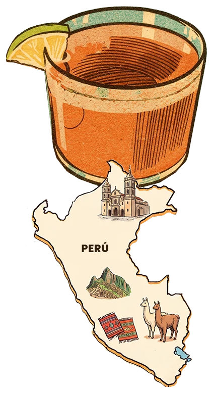 Canelazo with a map of Perú